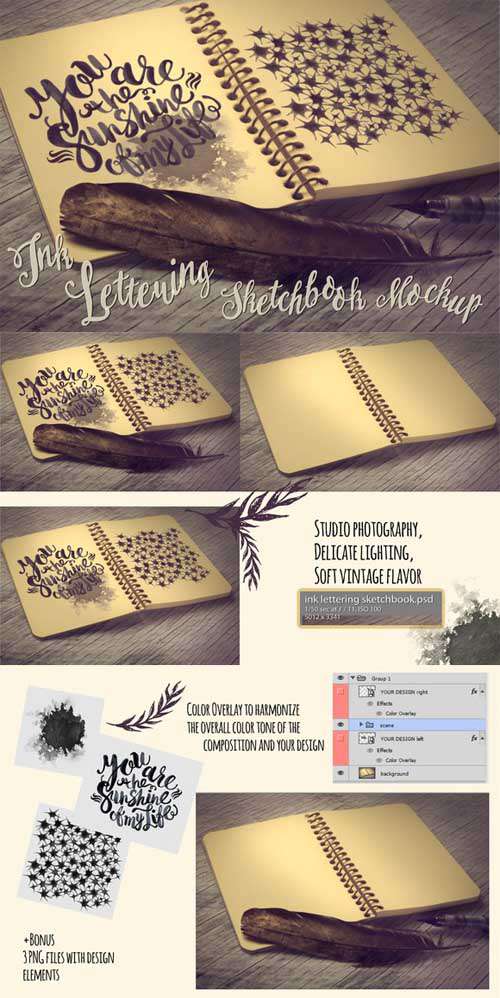 Ink Lettering Sketchbook Mockup - id 320640[