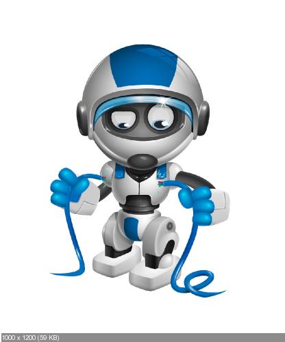 Суперграфика Cheerful Robot Cartoon Character