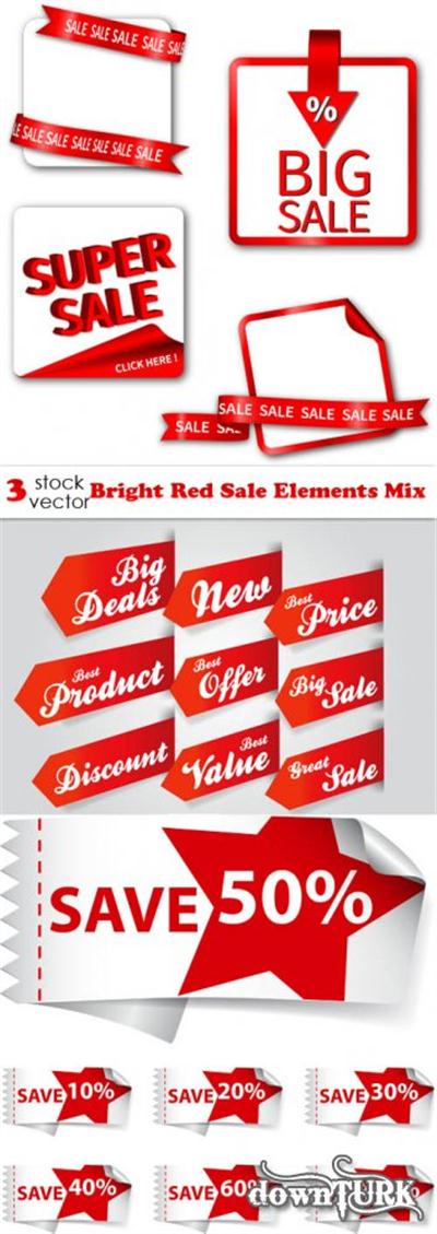 Vectors - Bright Red Sale Elements Mix